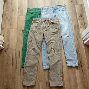 Bundle lot three Levi’s jeans denim corduroy all 32” waist vintage slim